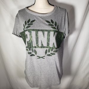Victoria Secret PINK camouflage design gray top L